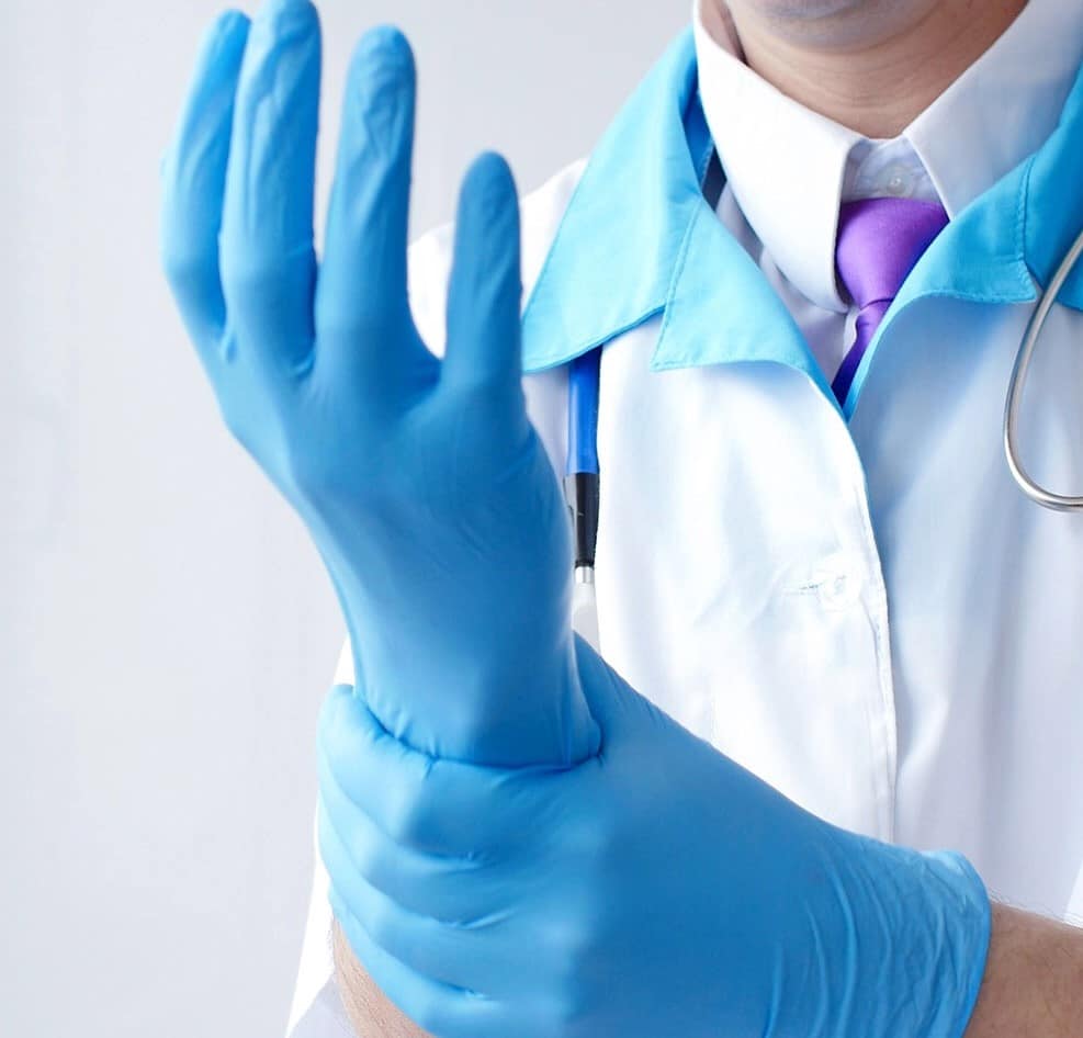 USA FDA Approved Synguard Medical Blue Nitrile Exam Gloves Latex Free & Powder Free (Box of 100