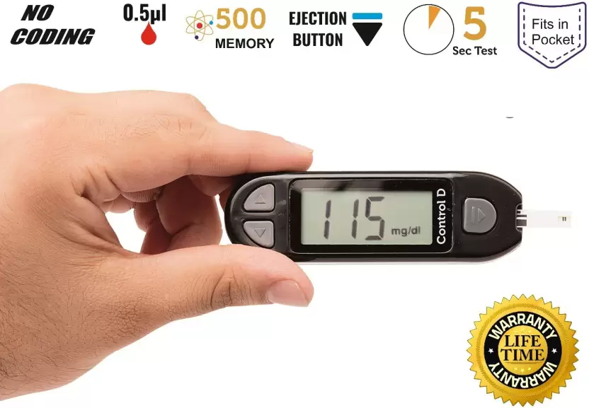 Control D Automatic Glucose Blood Sugar Testing Machine with 50 Strips