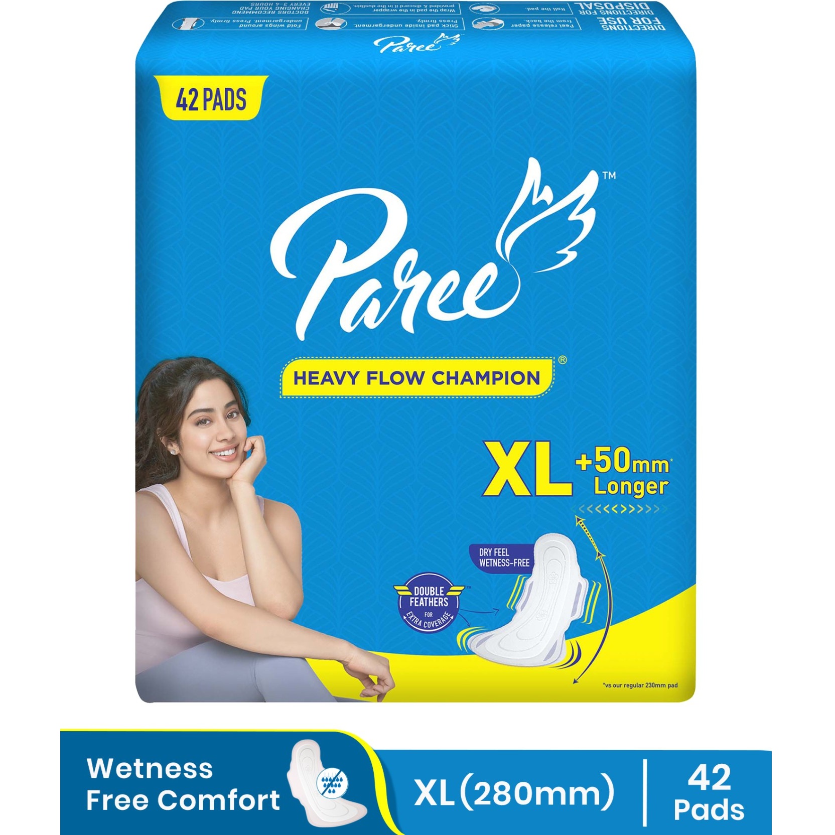 Paree Dry Feel XL Sanitary Pads for Women with Leakage Protection