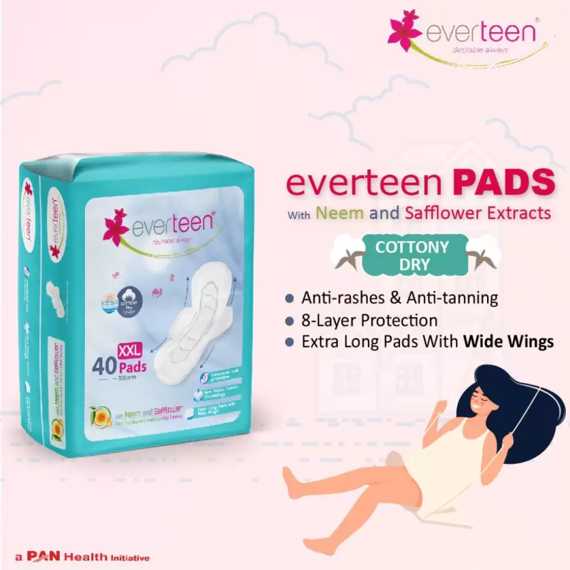 everteen XXL Sanitary Napkin Pads with CottonyDry Top Layer Sanitary