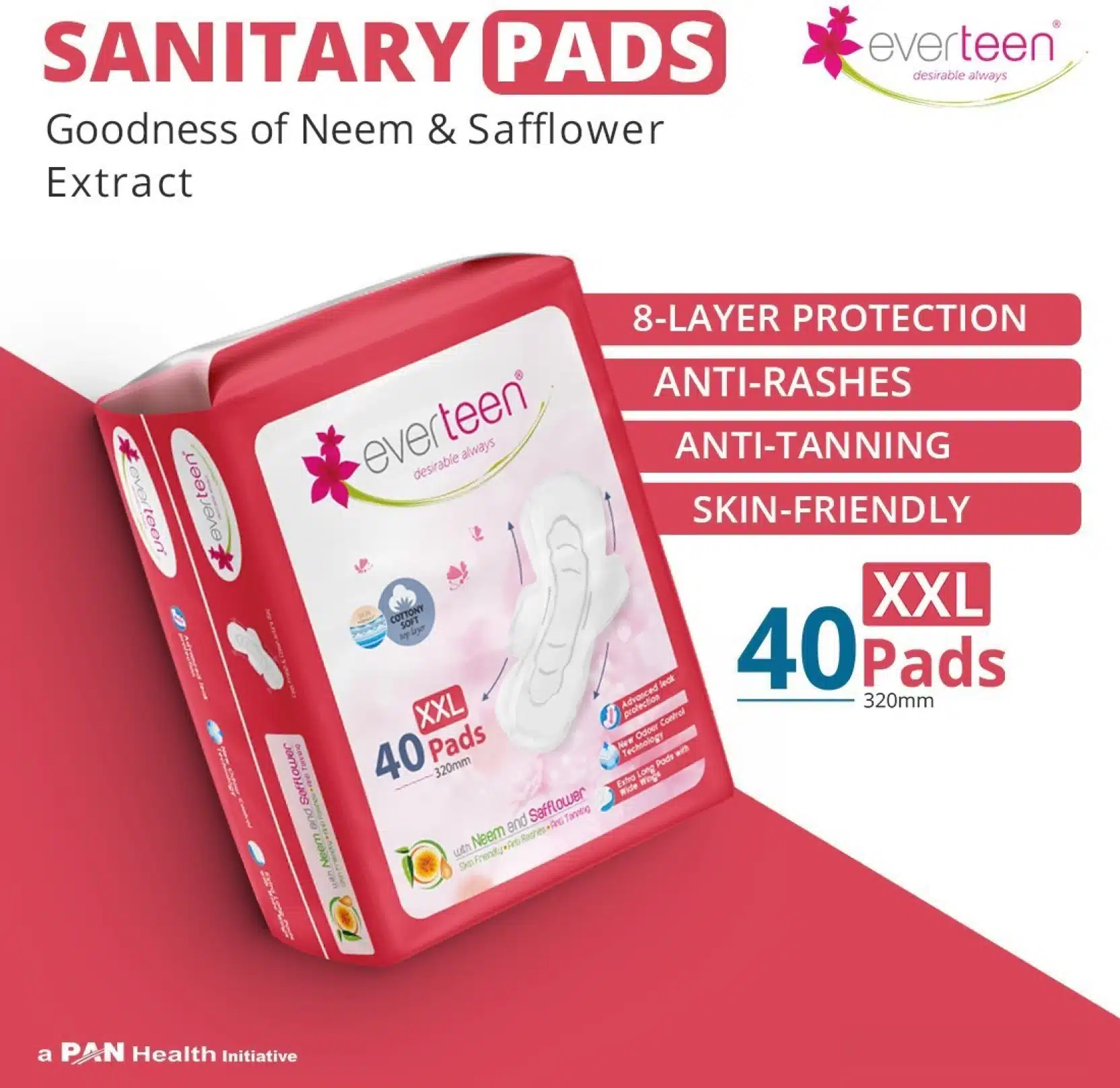 everteen XXL Sanitary Napkin Pads with CottonySoft Top Layer Sanitary