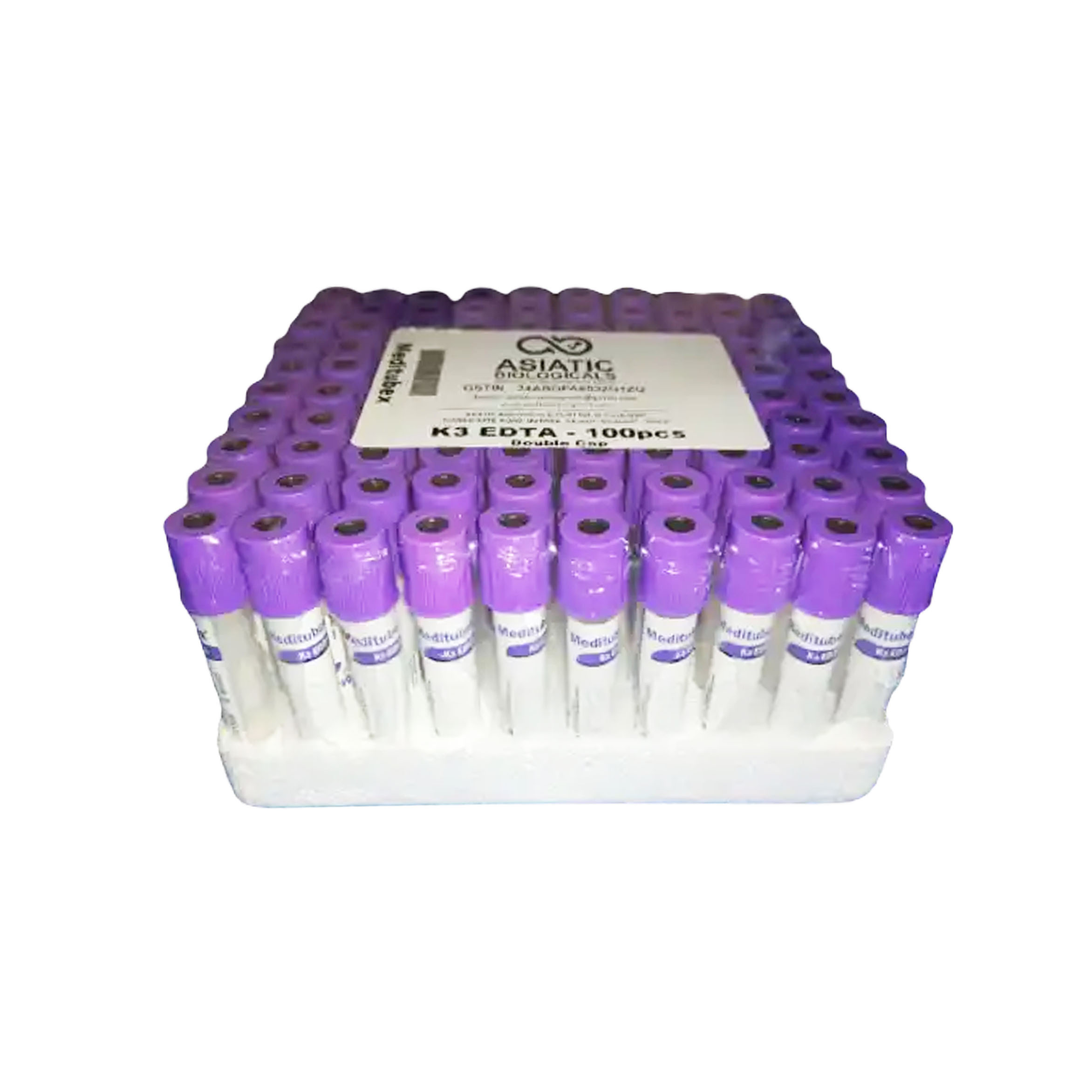 Meditubex K3EDTA 2ml Non Vacuum Blood Collection Tube Double Cap Pack